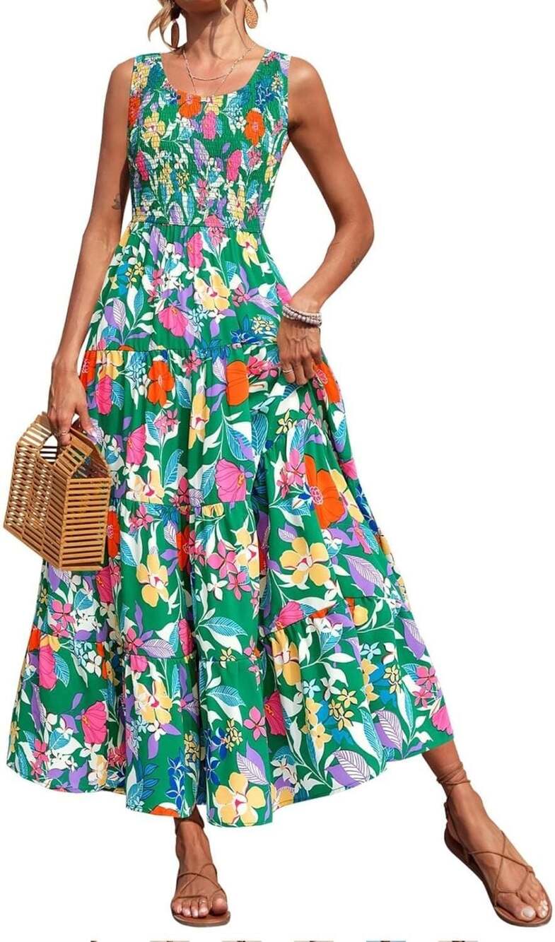 Floral Print Smocked Tiered Maxi 2026 Dress Sz Small - Picture 6 of 6
